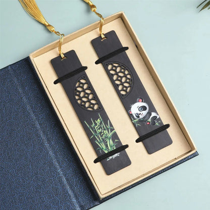 Enchanting Panda Carved Bamboo Bookmark - Perfect for School and Offices!