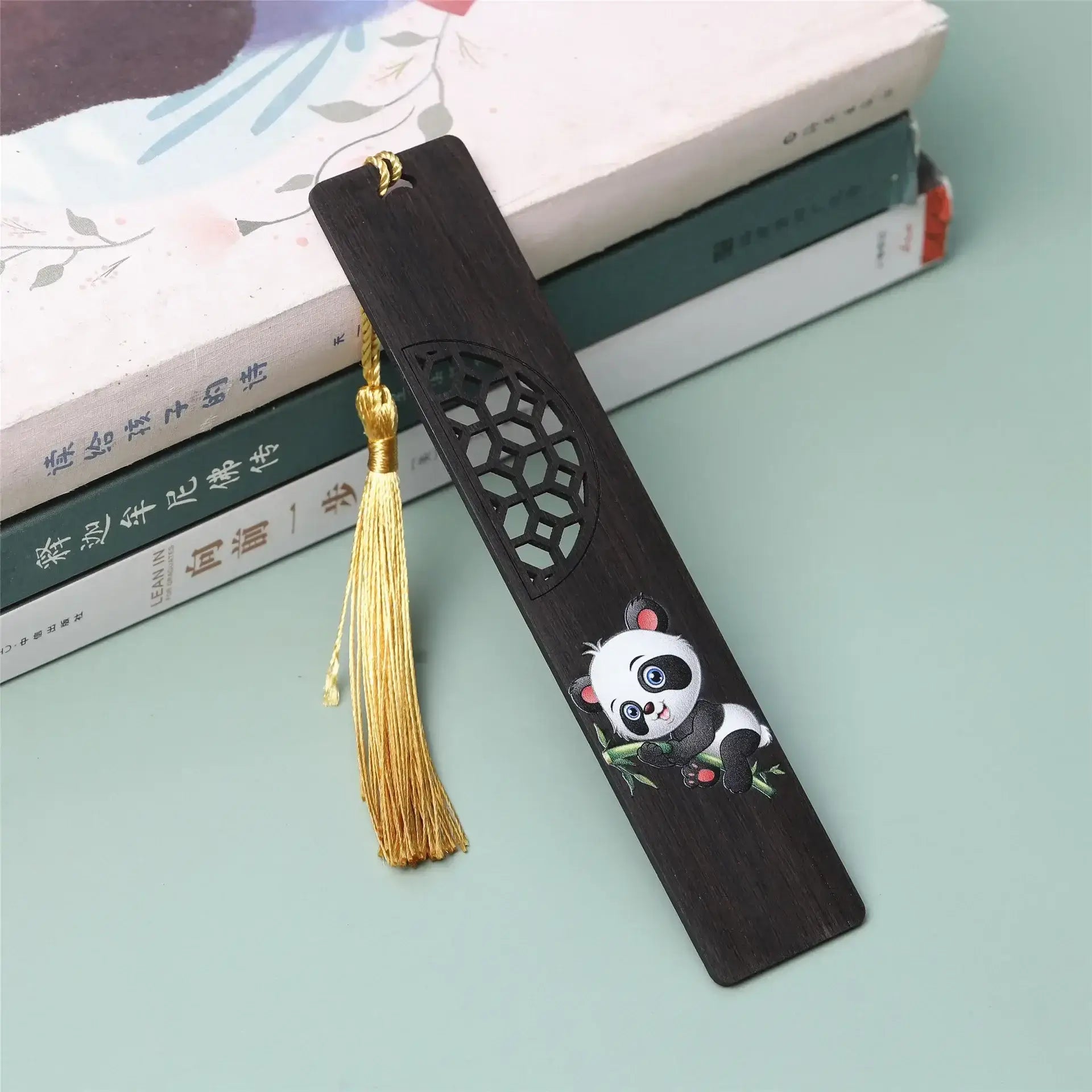 Enchanting Panda Carved Bamboo Bookmark - Perfect for School and Offices!