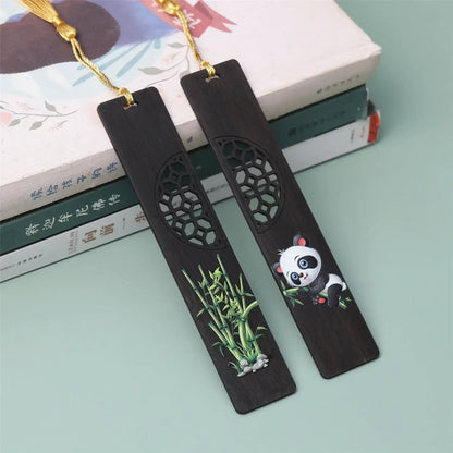 Enchanting Panda Carved Bamboo Bookmark - Perfect for School and Offices!