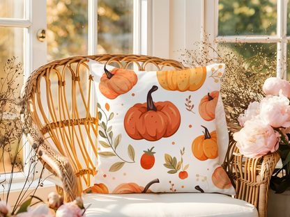 Cozy Pumpkin & Fall Foliage Pillow – Perfect for Autumn Decor Vibes