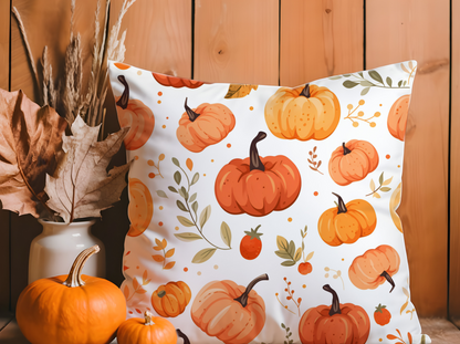 Cozy Pumpkin & Fall Foliage Pillow – Perfect for Autumn Decor Vibes