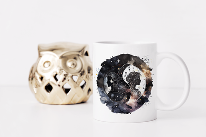 Gemini mug with vibrant zodiac design, perfect for the dual-natured!