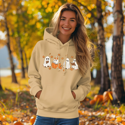 Cozy Halloween Hoodie – Ghosts Reading Design, Perfect for Spooky Season