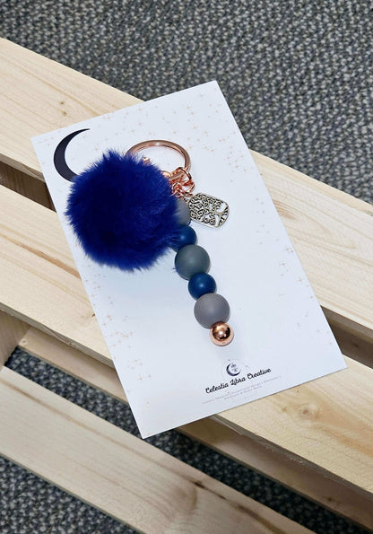 Navy blue keychain handmade tree of life, handmade designs
