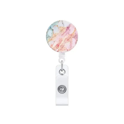 "Chic Marbling Badge Reel for Nurses and Staff"