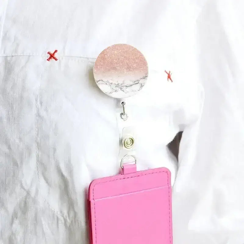 "Chic Marbling Badge Reel for Nurses and Staff"