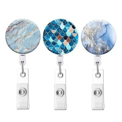 "Chic Marbling Badge Reel for Nurses and Staff"