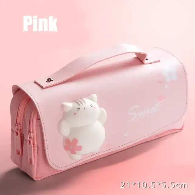 Kawaii 3D Cute Waterproof Pencil Case with Decompression Features - Korean Stationery Organizer for Girls