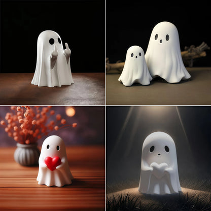 Adorable Middle Finger Ghost Statue - Perfect Halloween Decor & Unique Coffee Table Centerpiece!