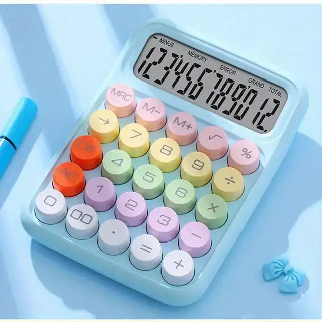 Cute Candy Color 12-Digit Mechanical Keyboard Calculator for Stylish Office Stationery