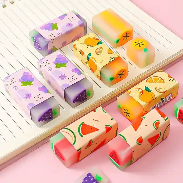 Kawaii Fruit Eraser Set - Perfect for Students and Artists!