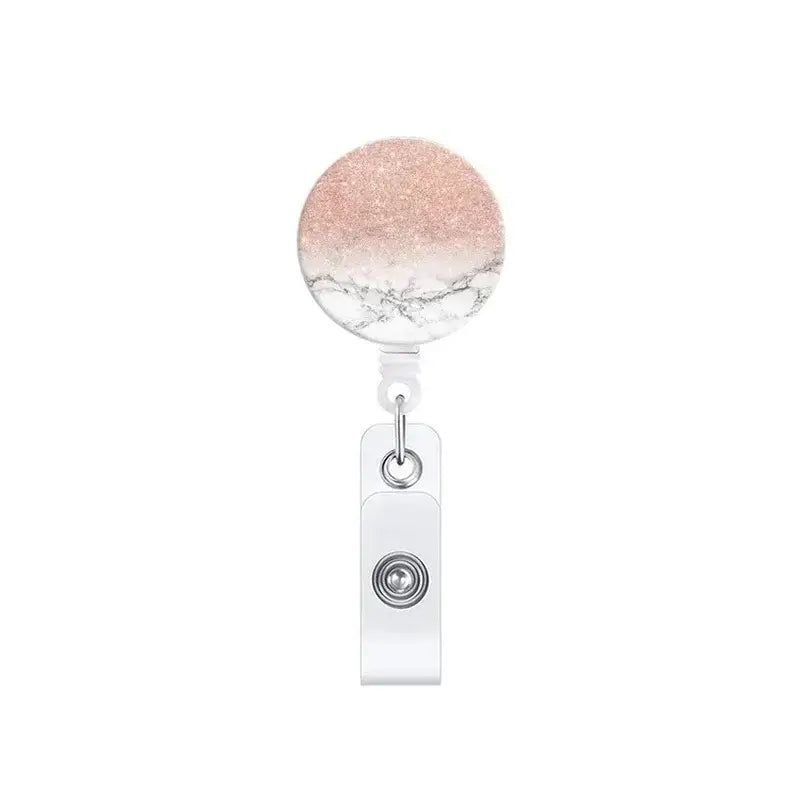 "Chic Marbling Badge Reel for Nurses and Staff"