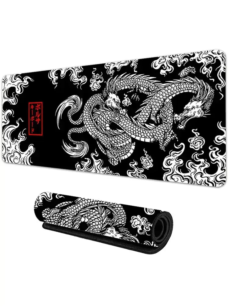 Large Japanese Dragon Gaming Mousepad with XXL Keyboard Size - Speed Desk Mat for Gamer, Anime Design - Available in 900X400 and 700X300 Dimensions