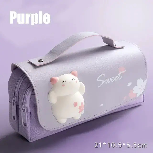 Kawaii 3D Cute Waterproof Pencil Case with Decompression Features - Korean Stationery Organizer for Girls