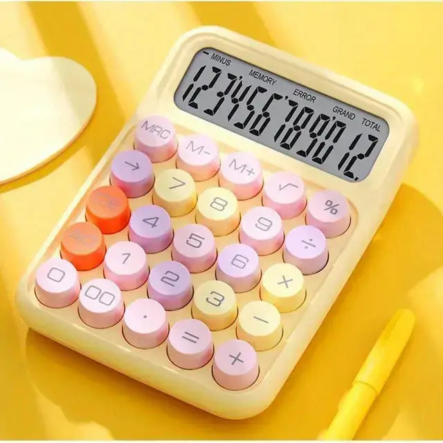 Cute Candy Color 12-Digit Mechanical Keyboard Calculator for Stylish Office Stationery