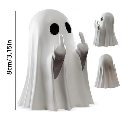 Adorable Middle Finger Ghost Statue - Perfect Halloween Decor & Unique Coffee Table Centerpiece!