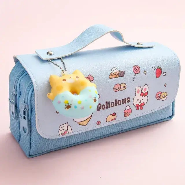 Kawaii 3D Cute Waterproof Pencil Case with Decompression Features - Korean Stationery Organizer for Girls