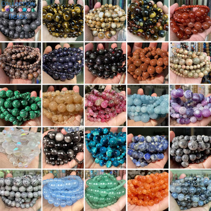 Vibrant Natural Stone Beads for Jewelry Making - Tiger Eye, Lava, Amazonite, Turquoise, Agate & Jasper in 4mm, 6mm, 8mm, 10mm Sizes for Stunning DIY Bracelets and Necklaces