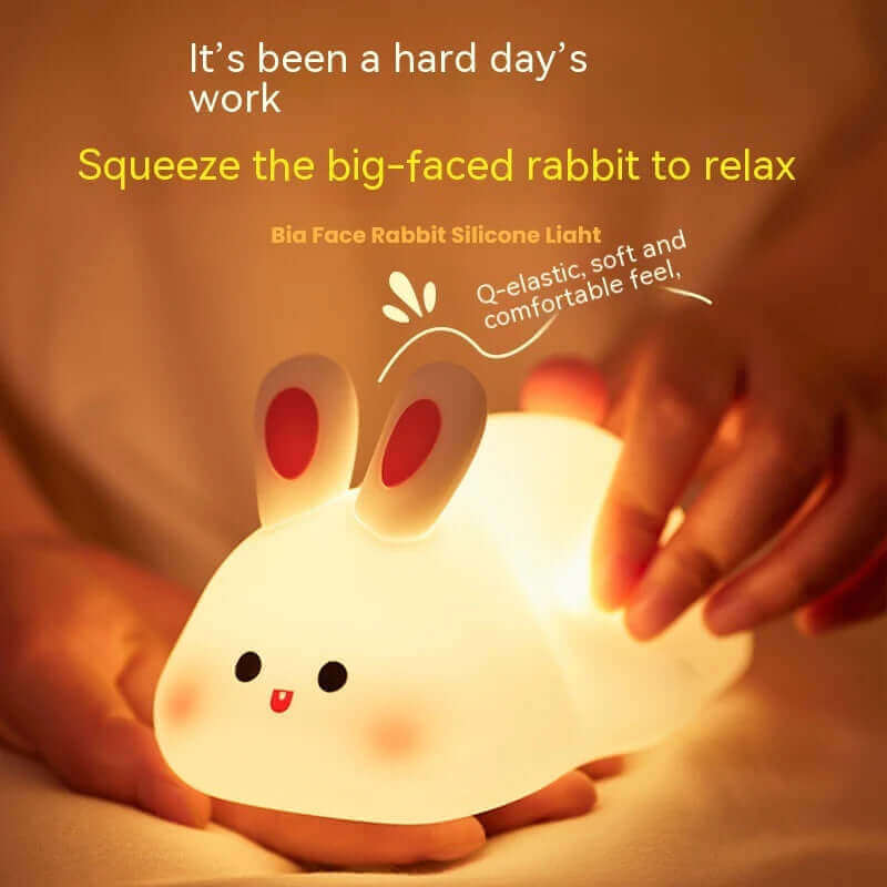 Cartoon Rabbit Silicone LED Night Light with Touch Sensor - Kids' Nightlight for Christmas Gift and Home Decor