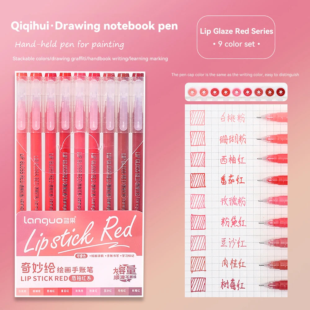 Elevate Your Creativity with the Languo Morandi Gel Pen Set - 9 Stunning 0.6mm Colors for Art, DIY & Scrapbooking