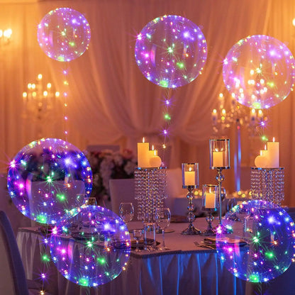 10 Pack LED Light-Up Bobo Balloons with 3M String Lights - Colorful Transparent Bubble Balloons for Christmas and Weddings
