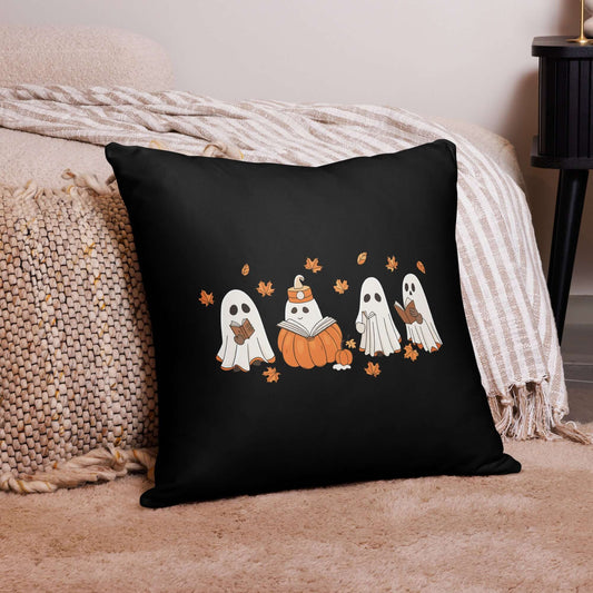 Cozy Ghosts Reading Books Pillow – Whimsical Halloween Décor