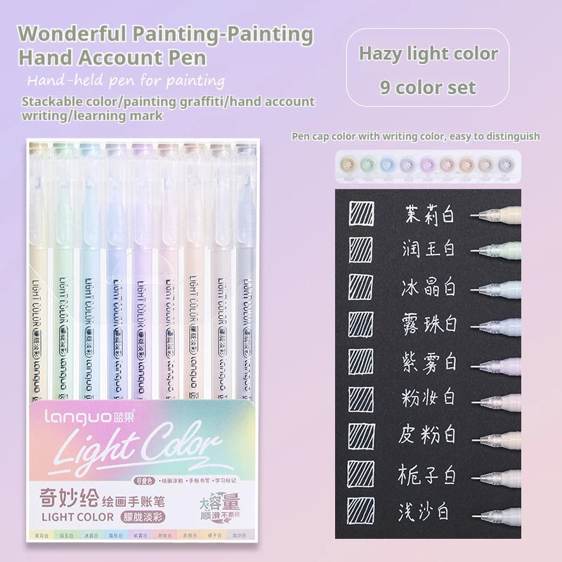 Elevate Your Creativity with the Languo Morandi Gel Pen Set - 9 Stunning 0.6mm Colors for Art, DIY & Scrapbooking