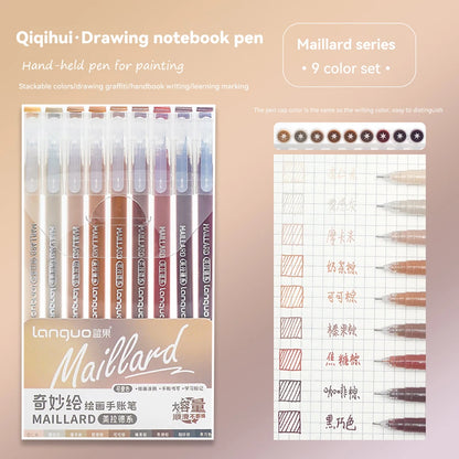 Elevate Your Creativity with the Languo Morandi Gel Pen Set - 9 Stunning 0.6mm Colors for Art, DIY & Scrapbooking