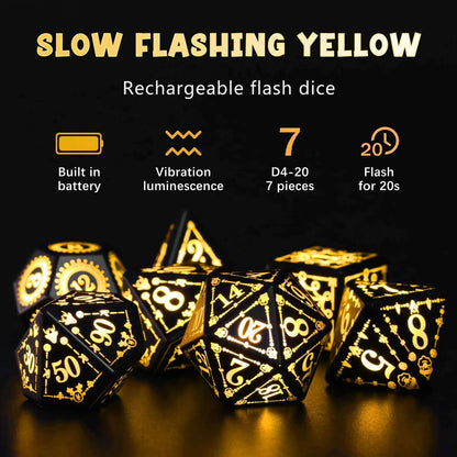 Rechargeable LED Dice Set with Charging Case - 7 Illuminated Dice for Dungeons & Dragons and Tabletop RPGs