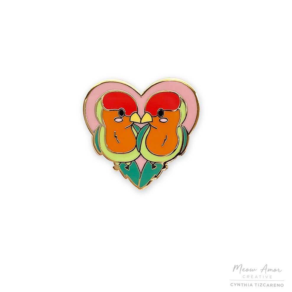 Love Birds Enamel Pin - Adorable love birds can be the perfect gift