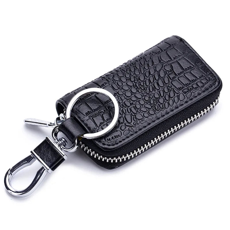 Premium Leather Mini Key Holder Pouch - Stylish Organizer for Car Keys & Wallet Essentials - Unisex Design
