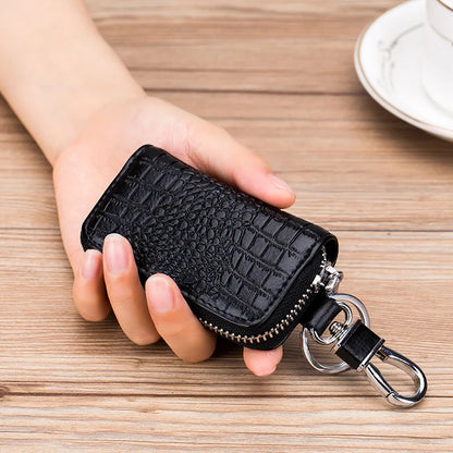 Premium Leather Mini Key Holder Pouch - Stylish Organizer for Car Keys & Wallet Essentials - Unisex Design