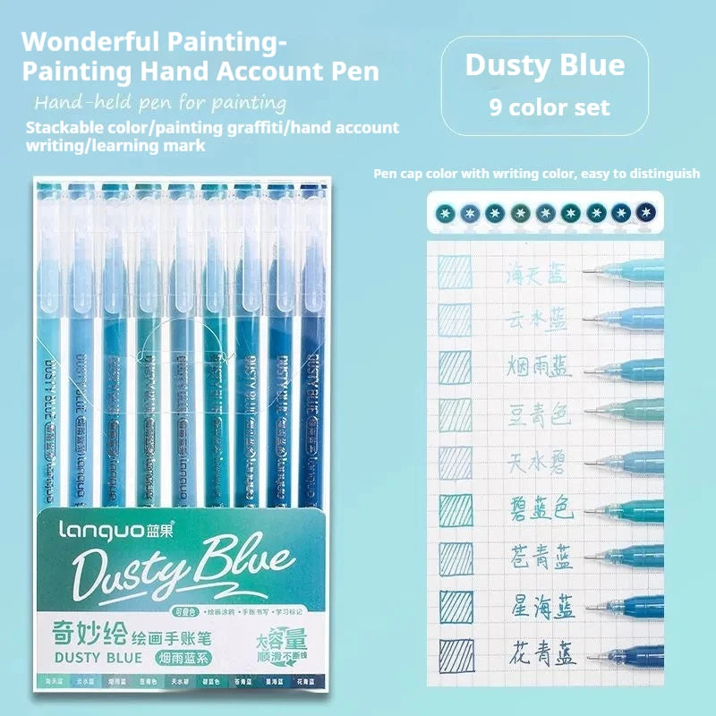 Elevate Your Creativity with the Languo Morandi Gel Pen Set - 9 Stunning 0.6mm Colors for Art, DIY & Scrapbooking