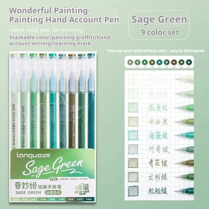 Elevate Your Creativity with the Languo Morandi Gel Pen Set - 9 Stunning 0.6mm Colors for Art, DIY & Scrapbooking