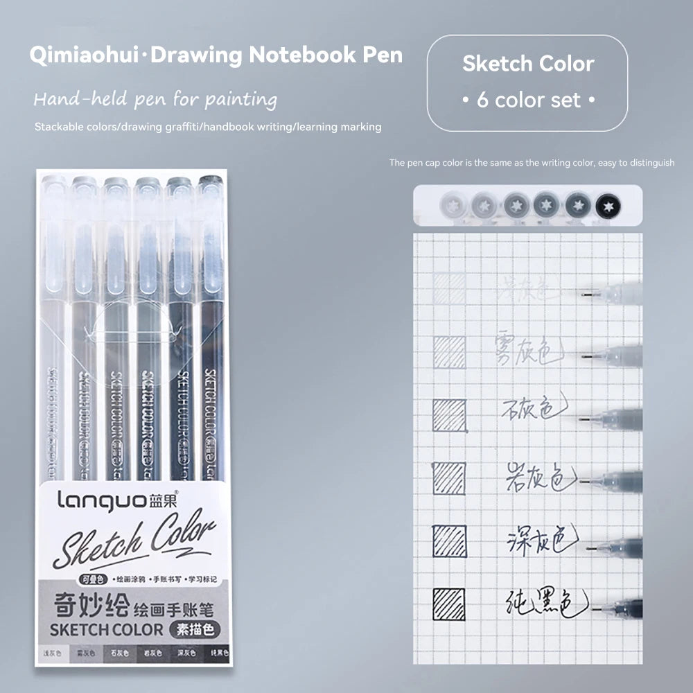 Elevate Your Creativity with the Languo Morandi Gel Pen Set - 9 Stunning 0.6mm Colors for Art, DIY & Scrapbooking