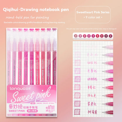 Elevate Your Creativity with the Languo Morandi Gel Pen Set - 9 Stunning 0.6mm Colors for Art, DIY & Scrapbooking