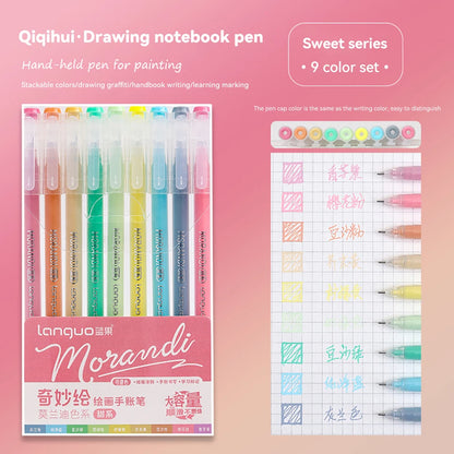 Elevate Your Creativity with the Languo Morandi Gel Pen Set - 9 Stunning 0.6mm Colors for Art, DIY & Scrapbooking