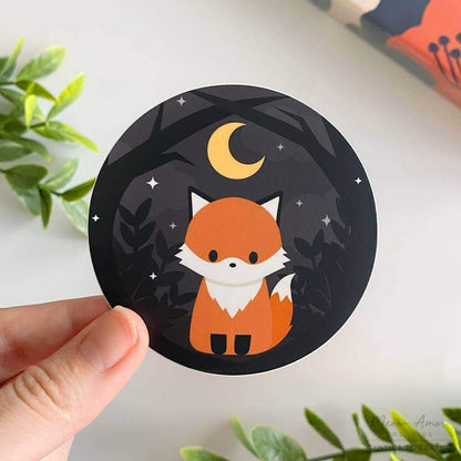 Dark Forest Fox Vinyl Sticker - What a cute, adorable, squishable fox!