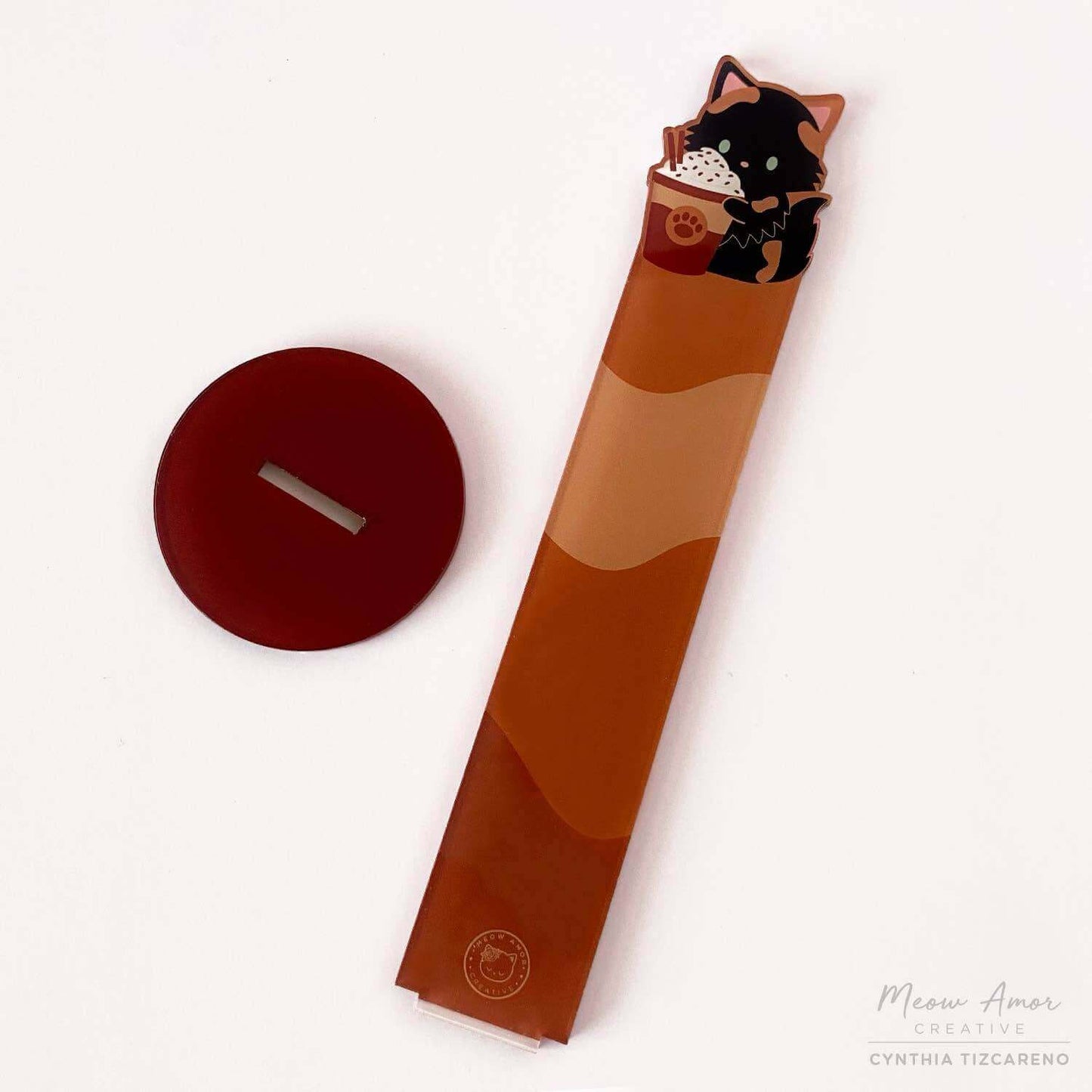 Cat Acrylic Coffee Tortie Washi Stands -  Adding a splash of cuteness!