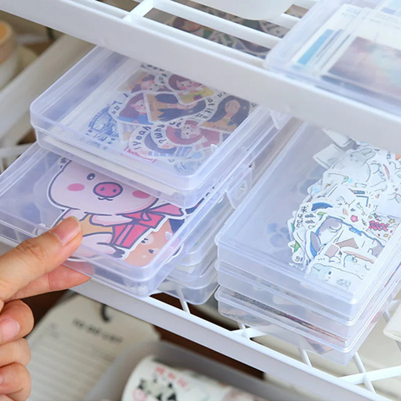 Elevate Your Workspace with Our Stylish Transparent Desktop Storage Box for Stickers and Craft Supplies