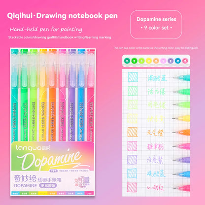 Elevate Your Creativity with the Languo Morandi Gel Pen Set - 9 Stunning 0.6mm Colors for Art, DIY & Scrapbooking