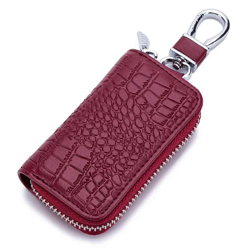 Premium Leather Mini Key Holder Pouch - Stylish Organizer for Car Keys & Wallet Essentials - Unisex Design