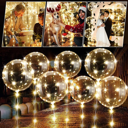10 Pack LED Light-Up Bobo Balloons with 3M String Lights - Colorful Transparent Bubble Balloons for Christmas and Weddings