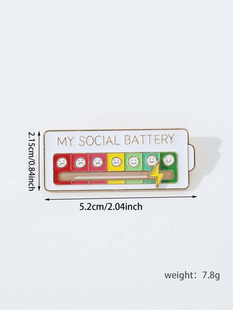 Adorable Summer Social Battery Enamel Pin - Trendy Brooch - Chic Zinc Alloy Accessory for Everyone