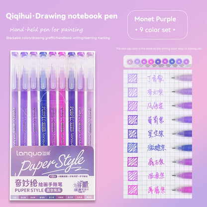Elevate Your Creativity with the Languo Morandi Gel Pen Set - 9 Stunning 0.6mm Colors for Art, DIY & Scrapbooking