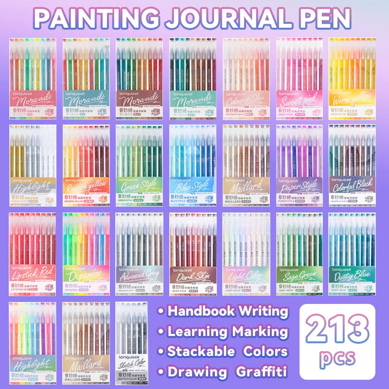 Elevate Your Creativity with the Languo Morandi Gel Pen Set - 9 Stunning 0.6mm Colors for Art, DIY & Scrapbooking