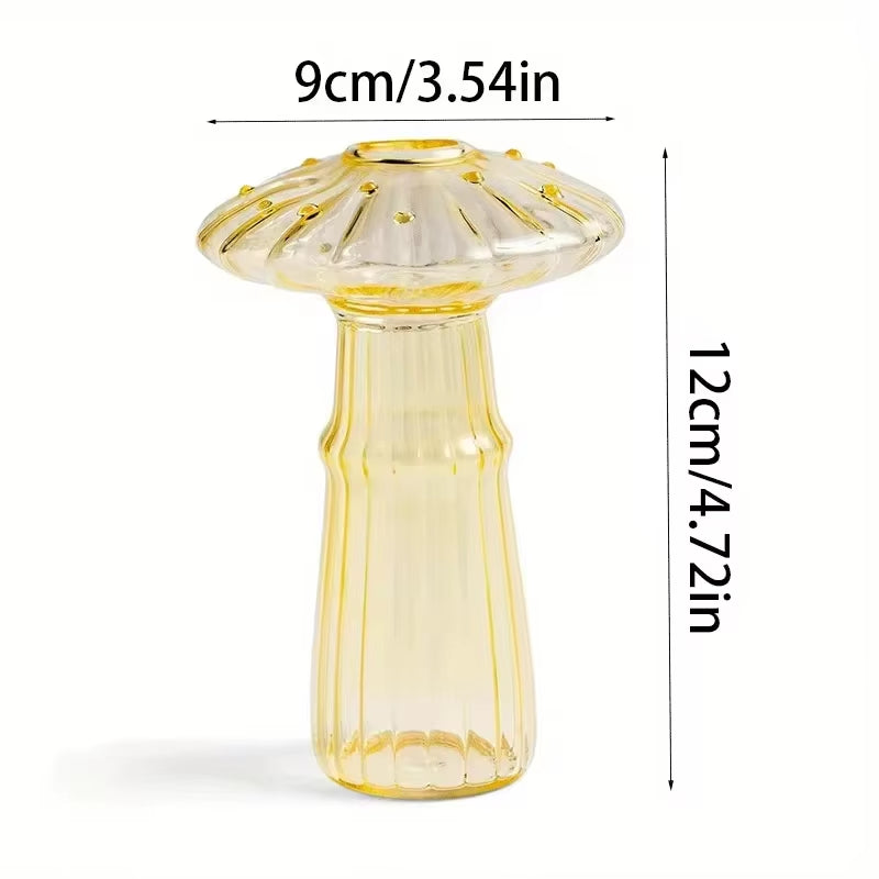 Vibrant Mushroom Hydroponic Glass Vase - Stylish Aromatherapy Decor for Living Room & Dining Table