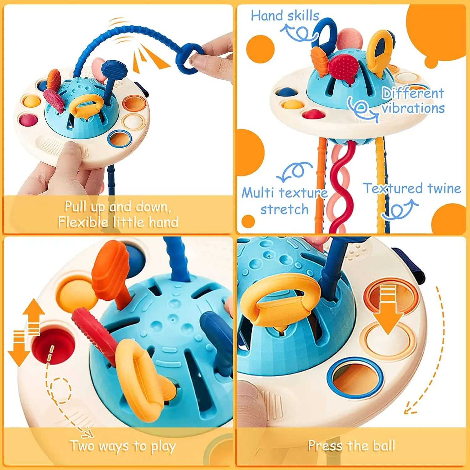 Montessori Pull String Sensory Toys for Babies 6-12 Months – Safe Silicone Teething & Developmental Fun!