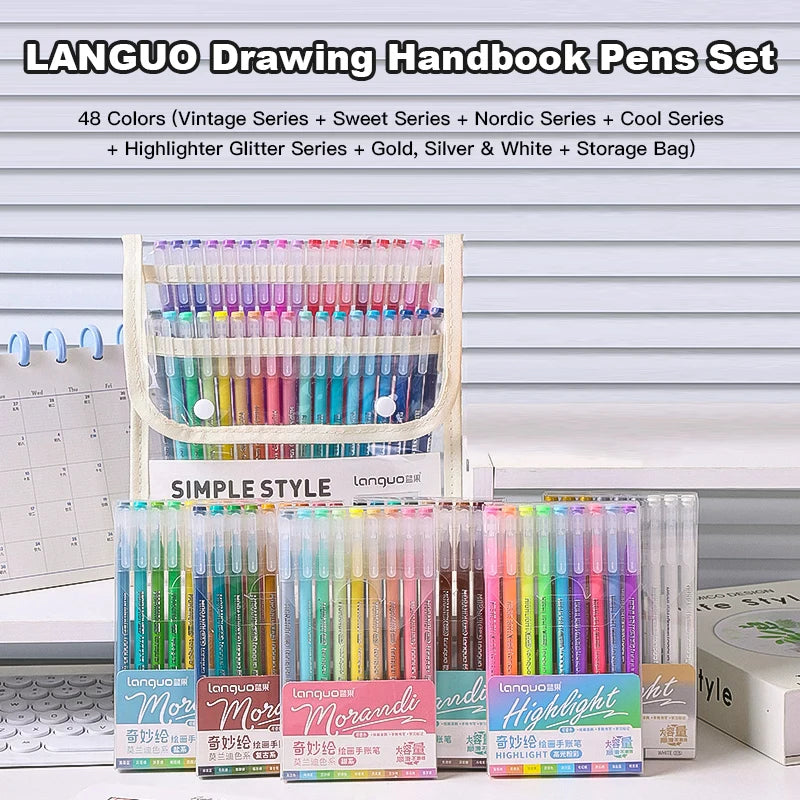 Elevate Your Creativity with the Languo Morandi Gel Pen Set - 9 Stunning 0.6mm Colors for Art, DIY & Scrapbooking