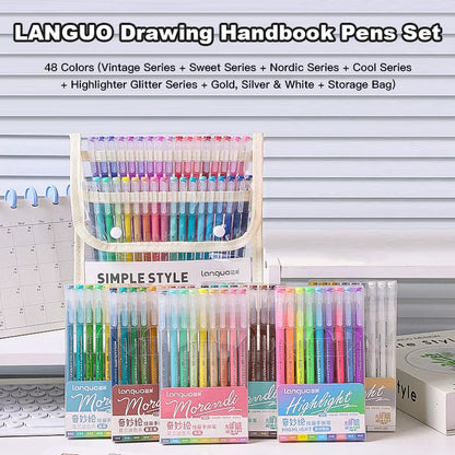 Elevate Your Creativity with the Languo Morandi Gel Pen Set - 9 Stunning 0.6mm Colors for Art, DIY & Scrapbooking